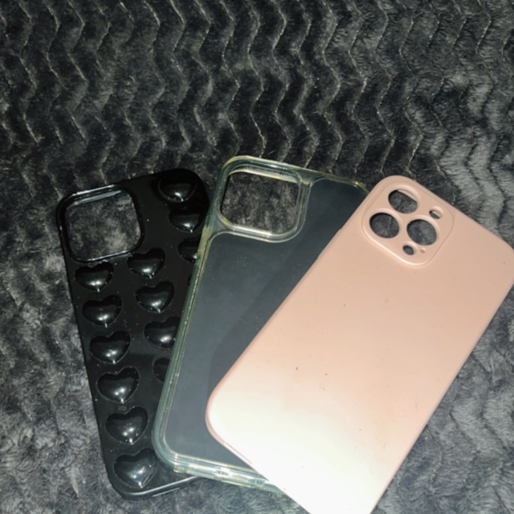 Stylish Phone Case Set - Black, Clear, Pink iPhone 13 Pro Max